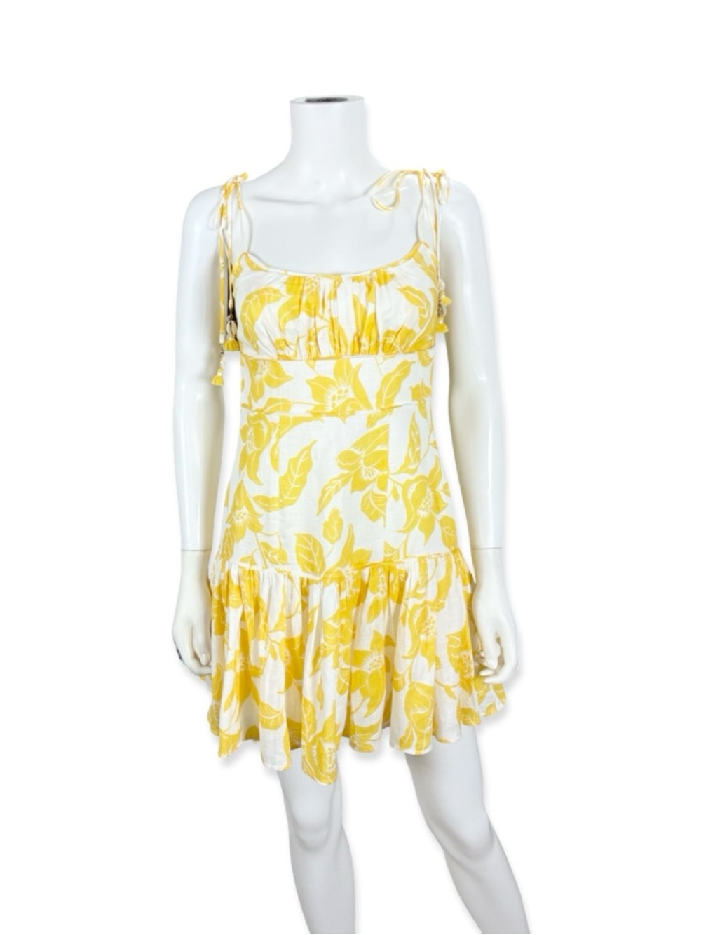 Zimmerman Bells Fit Yellow Floral Linen Mini Dress